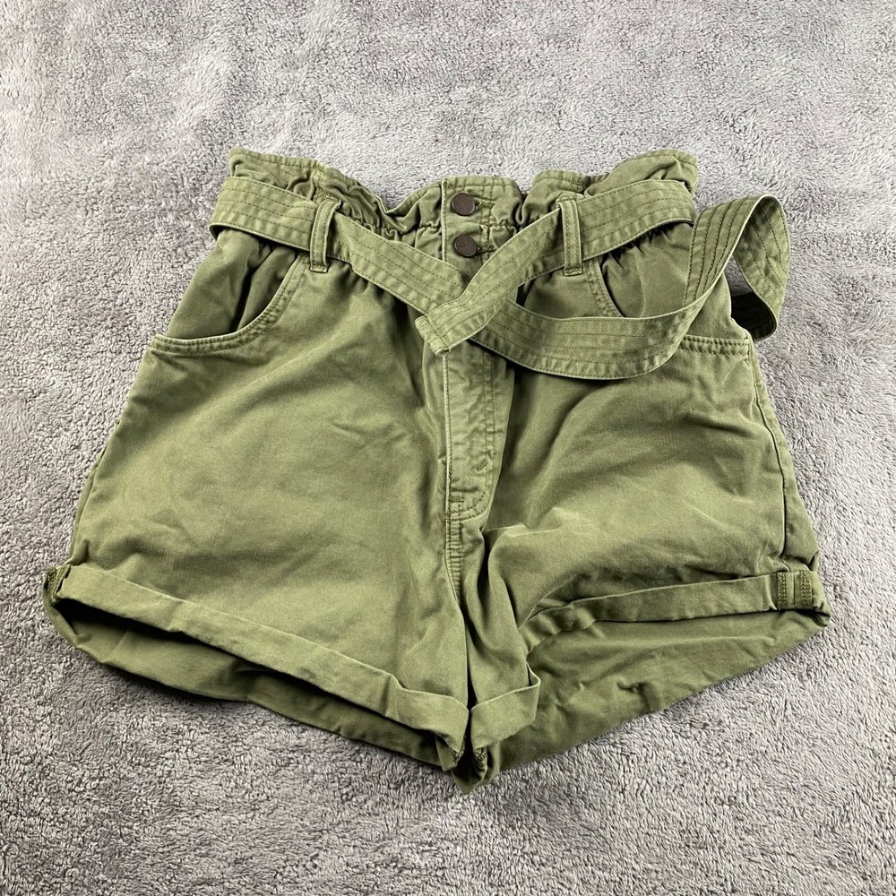 Abercrombie and Fitch 80s Style Belt High Rise Shorts Womens Medium Green